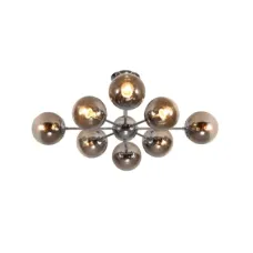 Люстра потолочная 159-17690 Tekled, Smoky Globe Glass Chrome Metal Body Sputnik E27 Fittings 8 ламп