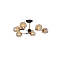 Люстра потолочная 159-17722 Tekled, Amber Bell Glass Sputnik Gold Semi Flush E27 - 6 ламп