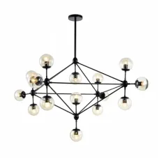 Люстра потолочная 156-19502 Tekled, 8911-15 15*E27 ЯНТАРНОЕ СТЕКЛО+ЧЕРНЫЙ МЕТАЛЛ