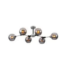 Люстра потолочная 159-17696 Tekled, Дымчатая бочка Стеклянный хромированный E27 6 ламп