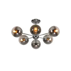 Люстра потолочная 159-17688 Tekled, Smoky Globe Glass Chrome Metal Body Sputnik E27 Fittings 6 ламп