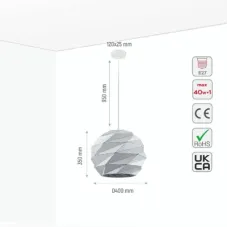 Светильник подвесной 150-18156 Tekled, HFD0220A-1L E27 БЕЛЫЙ
