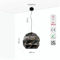 Светильник подвесной 150-18268 Tekled, SY2082-400 ЧЕРНЫЙ E27