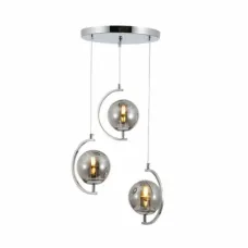 Люстра потолочная 159-17802 Tekled, янтарный или дымчатый стеклянный шар E27 3 лампы